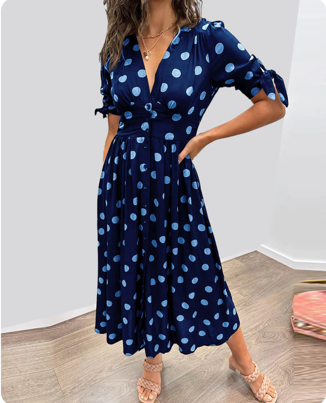 Monique|Élégante robe à pois